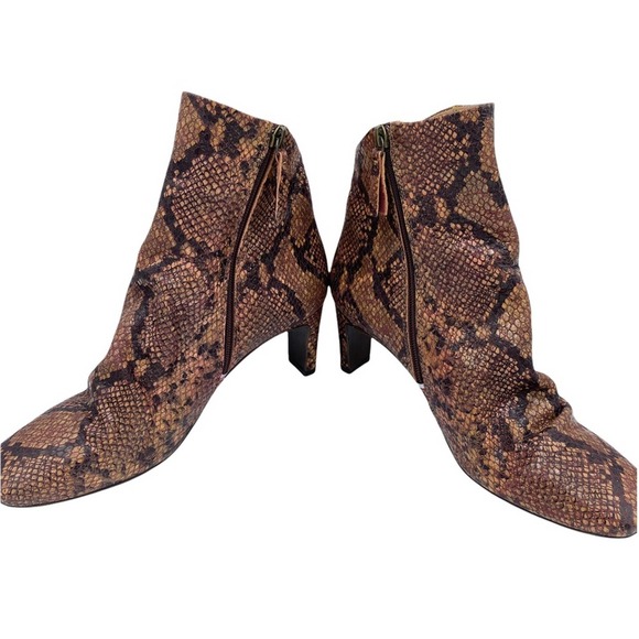 Free People Cybill Slouch Heeled Bootie Snake Print Leather EU 40 - Picture 6 of 12